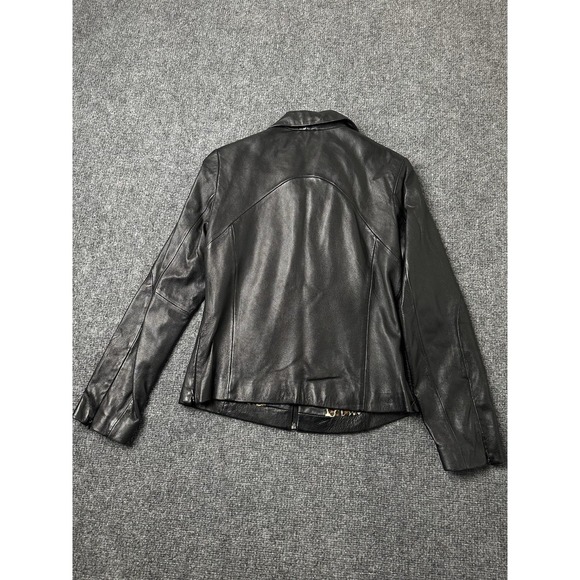 Womens Pelle Studio Wilsons Black Leather Zip Jacket Leopard Lined, Size S - Picture 2 of 10